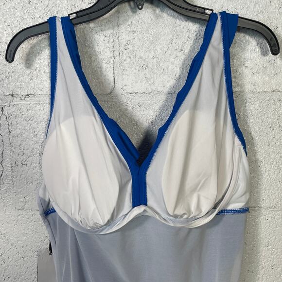 Dkny Women's Ruffle Tummy Control One-Piece Swimsuit Lapis blue 16 - Picture 11 of 14